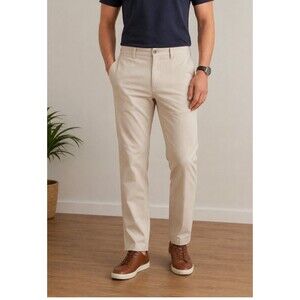 Perry Ellis Men's Khaki chino pants Stretch 34x34 Refined Twill Beige